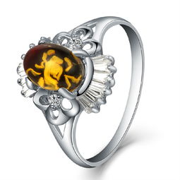 足金鑲嵌與銀鑲琥珀戒指 價格、廠家、圖片全解析